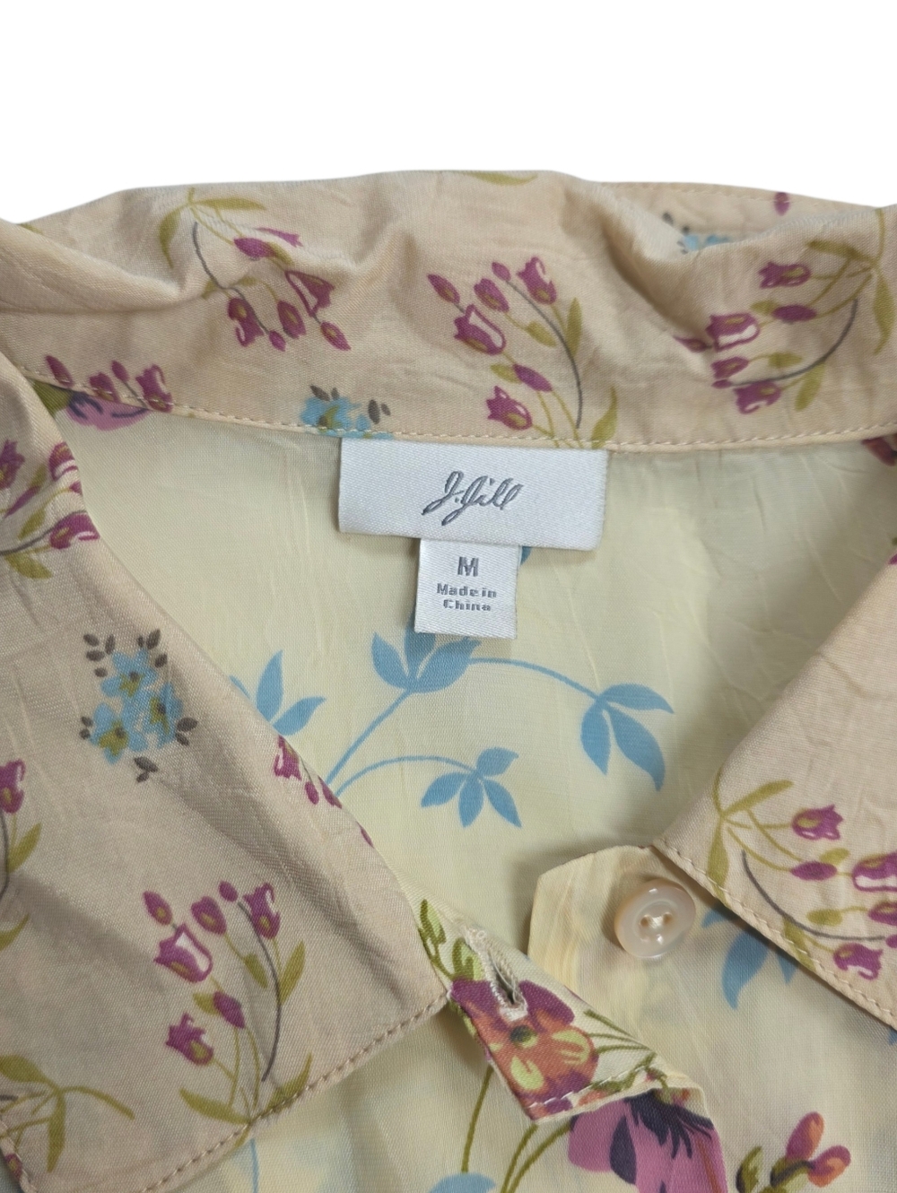 J Jill Sheer Retro Floral Button Down Women's Shirt - Picture 11 of 14